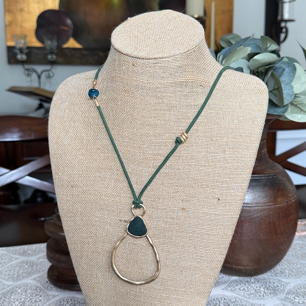 Long Green and Gold Necklace